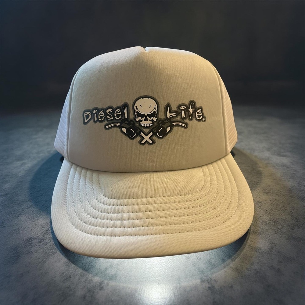 Diesel Life White Snapback Mesh Trucker Hat